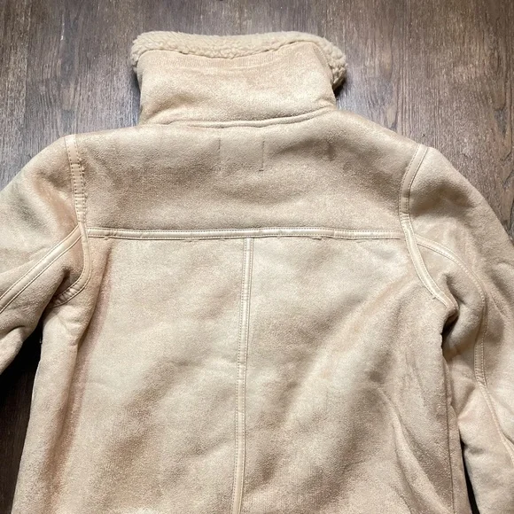 TAUPE BROWN FAUX FUR SUEDE MOTO JACKET BIKER COAT - Picture 13 of 14